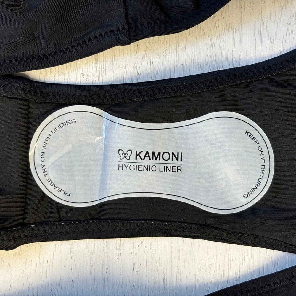 NWT Kamoni Bikini Stripe Top Black Bottom - Picture 14 of 16